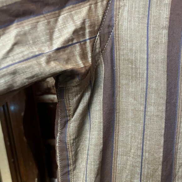 Armani Collezioni Men's Mandarin Collar Striped Long Sleeve Shirt - Size M - Picture 8 of 11